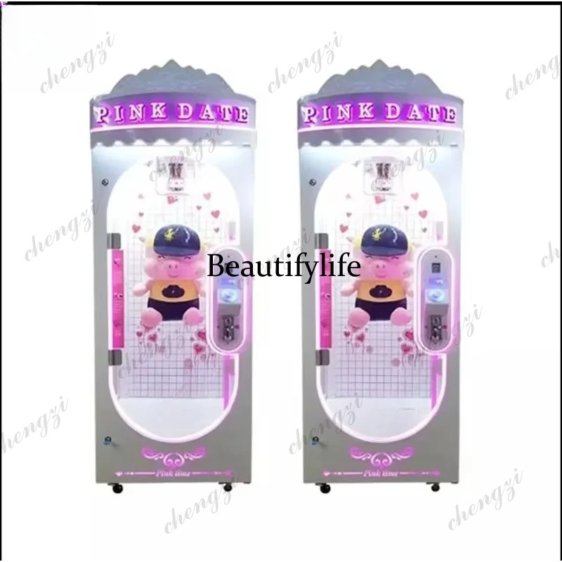 Arcade Vending & Laundry - เครื่องเกมอาร์เคดแบบหยอดเหรียญ รุ่น A81 ตู้สีชมพู รูปทรงตุ๊กตา รางอลูมิเนียม